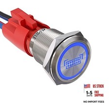 Led Light Bar Push Button Switch ON Off SPST Sliver Shell-Blue LED LIGHT BAR