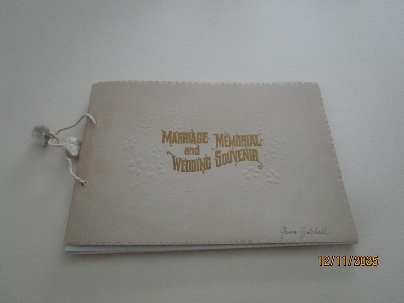 MARRIAGE BOOKLET WITH SIGNATURES DAVID GATCHELL & ELISE GRACE DAY 1914  MASS