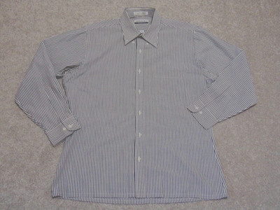 John Henry Long Sleeve Men Shirt size 16 32/33 Cotton White Striped