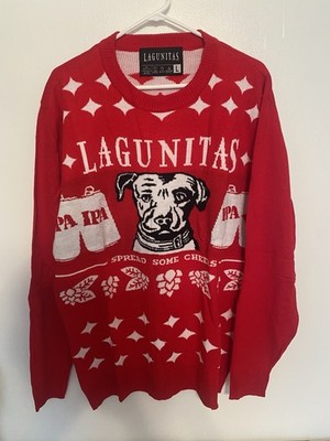 Lagunitas IPA Beer Christmas Holiday Sweater Men s Large, New W Original Bag