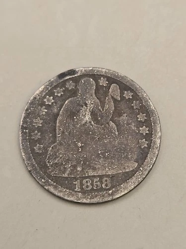 1858 Seated Liberty Silver Dime - Philadelphia Mint