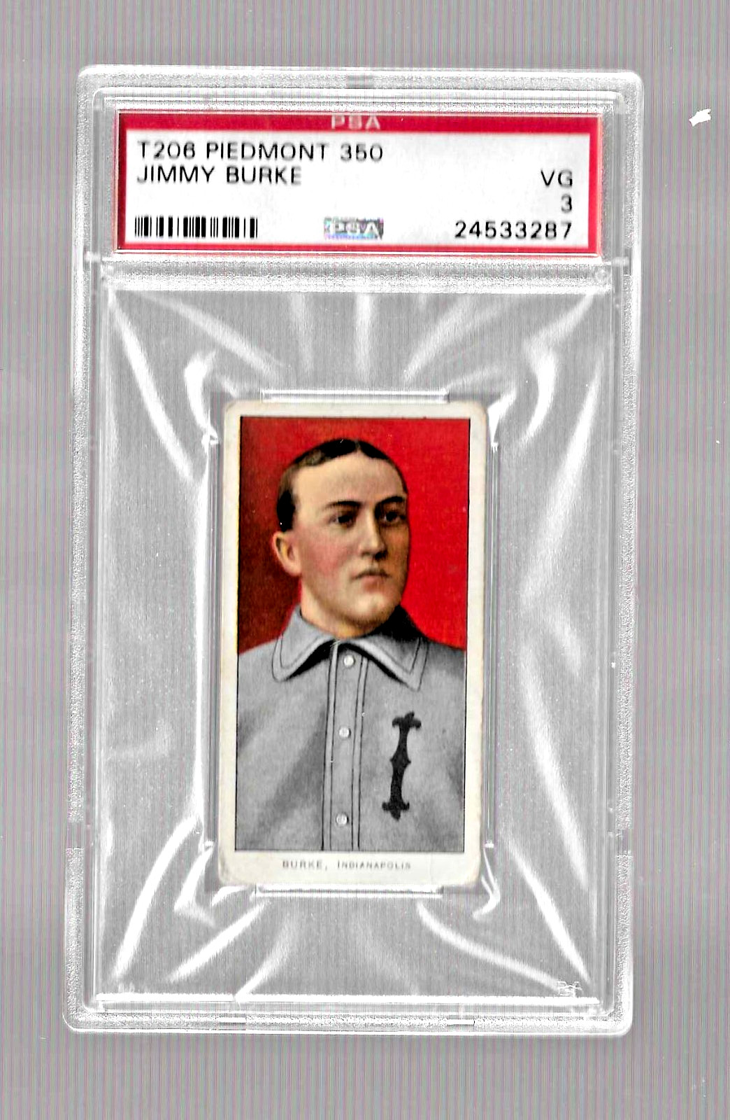 1909-1911 T206 PIEDMONT 350 TOBACCO BASEBALL CARD PSA 3 JIMMY BURKE RC INDIANS