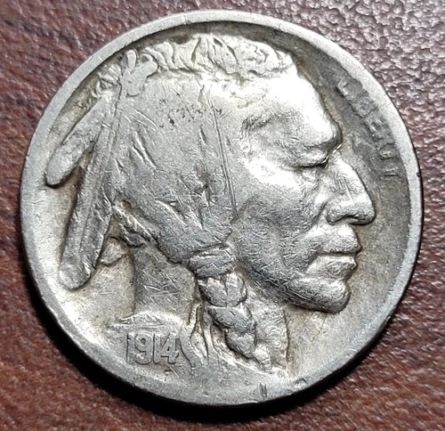 1914-S Buffalo Nickel FINE+ Details Better Date 5c Coin