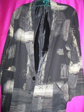 KENSINGTON SQUARE LABEL, BLACK TAN ABSTRACT DESIGN BLAZER, VINTAGE, SZ 2XL/3XL