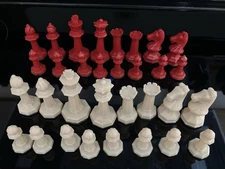 Vintage Drueke Heavy Simulated Wood Chessmen Set No.35 Original Box Complete (5)
