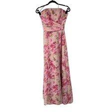 1990’s Pink Floral Mori Lee Prom Evening Gown Neck Strap‎ Formal Spring Valentin