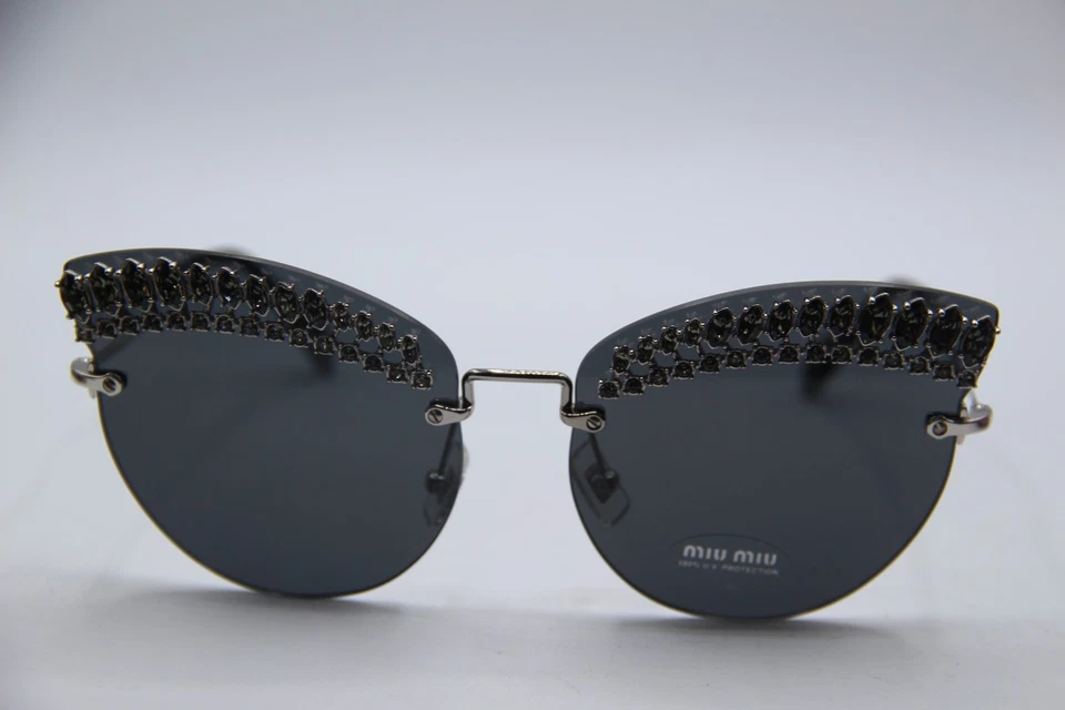 NUEVAS GAFAS DE SOL MIU MIU SMU58T MPG-5S0 NEGRAS CRISTAL PLATA AUTÉNTICAS CON ESTUCHE 65-17 Foto 2 de 4