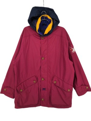 Vintage HELLY HANSEN Men Hooded Rain Coat Jacket Coat Size L