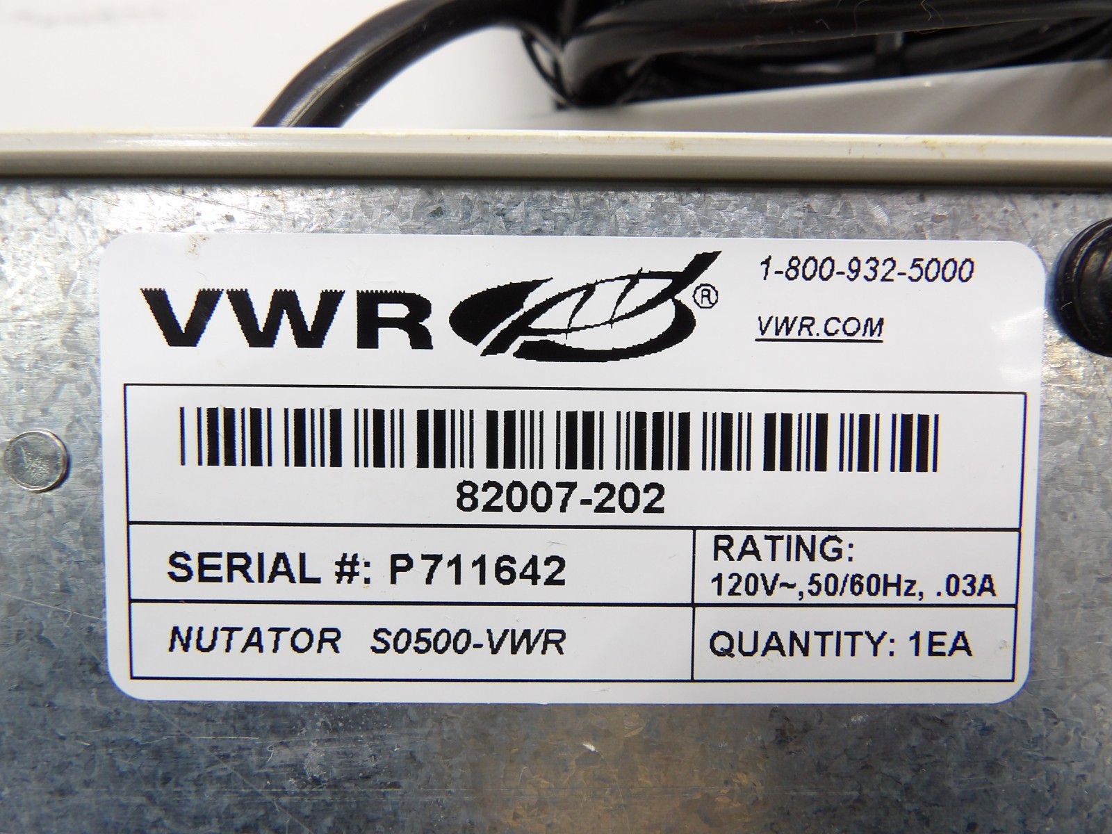 VWR Nutator S0500-VWR Nutating Mixer Rating: 120V, 50/60Hz, .03A