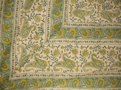 Rajasthan Block Print Paisley Tapestry Cotton Bedspread 108'' x 88'' Full-Queen