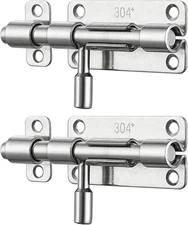 Door Latch Lock Barrel Bolt 4 Inch, 304 Stainless Steel Slide Gate Latches Secur