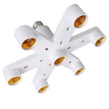 8T8 E26/E27 7 in 1 Light Bulb Socket Splitter Adapter, Standard LED White 