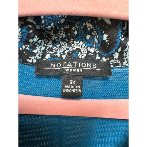 Notations Woman 3X Blue & Black Paisley Blouse With Attached Sweater - Picture 2 of 4
