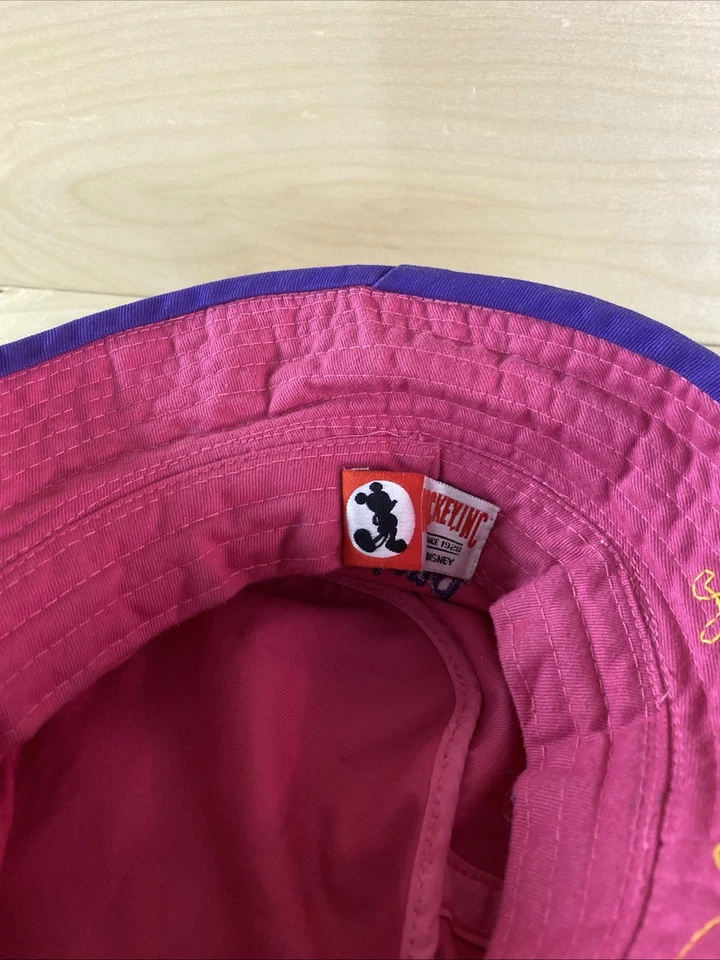 Sombrero cubo rosa bordado vintage años 90 Disney Minnie niños NOMBRE Foto 2 de 4