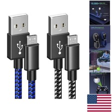 Universal 10FT Micro USB Charging Cables - Fast Charge 2 Pack for PS4/Xbox