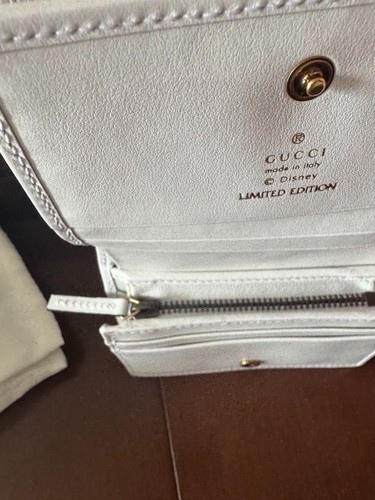 GUCCI Disney Portafoglio Bifold Topolino Minnie Bianco Pelle Trapuntata Autentico - Foto 6 di 7