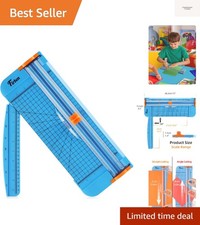 Blue A4 Paper Cutter, 12 Inch Titanium Straight Paper Trimmer with Side Ruler...
