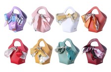 12pcs Leather Gift Bags, Small Leather Wedding Candy Bags for Party Favors, R...