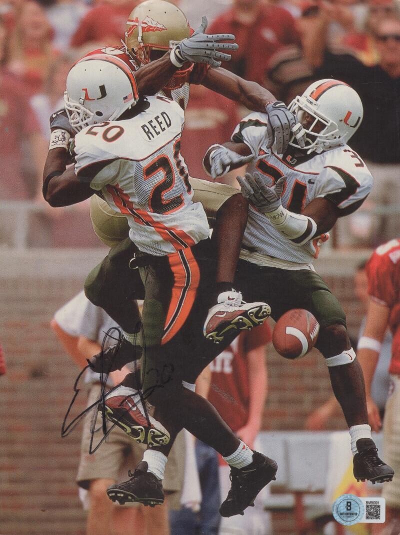 ED REED MIAMI HURRICANES SIGNED AUTOGRAPHED MAGAZINE PAGE BECKETT AUTH 