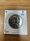 1960 Benjamin Franklin 1/2 Dollar Silver Proof Coin 90 % Silver