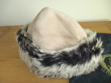 Nurseys Ladies Sheepskin Hat Size XL Toscana Lamb Beige Suede BNWT Made Britain