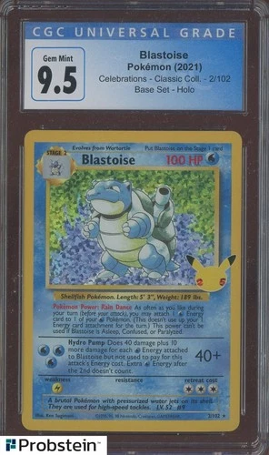 2021 Pokemon Celebrations Classic Coll. #2/102 Blastoise Holo CGC 9.5 GEM MINT