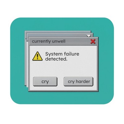 System Failure Detected mouse pad | retro error window, teal