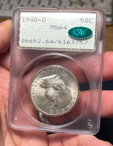 (#102389) Franklin Half: 1948 D  PCGS MS 64 CAC Gen 1.2 clearly FBL (see video!)