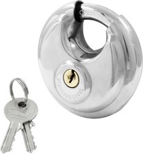 Round Disc Padlock Heavy Duty Disc Locks Stainless Steel Round Lock W/ Key