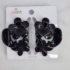 2 Flower Butterfly Black Hair Claw Clips - Double Sided Hair Accessories