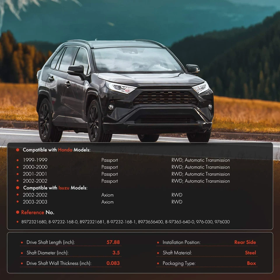 Conjunto de eje de transmisión trasero para Honda Passport 1999-2002 Isuzu Axiom 2002 2003 tracción trasera Foto 2 de 4
