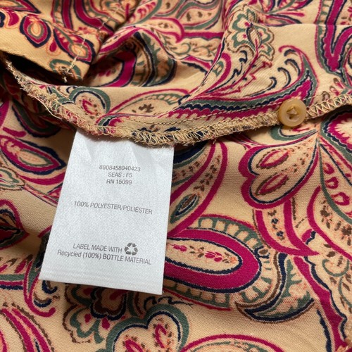 LAURA SCOTT Orange & Red Womens Blouse Shirt Top Size L Petite Paisley Pattern - Picture 6 of 6