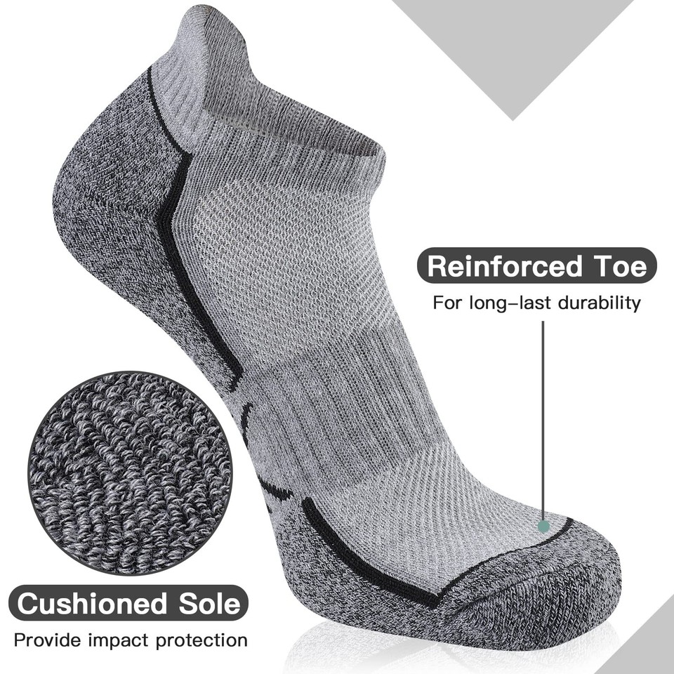 Mens Ankle Socks Athletic Running Low Cut Sock Cushioned Tab Socks for