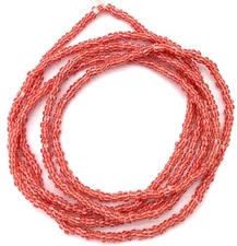 Fine vintage Coral red matching Chevron 3mm glass beads Trade Beads-Ghana