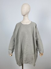 Rare RUNDHOLZ Vintage Beige Oversized Lagenlook Long Sleeve Tunic Dress Size ONE