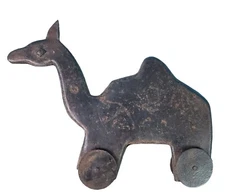 Rare Antique Metal Toy Camel Primative Horse with Wheels Collectible Cast Iron