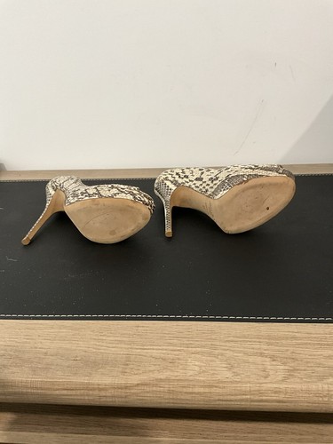 Jimmy Choo Snakeskin Embossed Peep Toe Pumps 5 Inch Heels, Size 36 - Picture 5 of 5