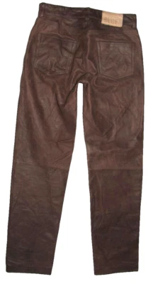 Rock `N Blue - Homme Jean en Cuir/ Nubuque Pantalon Cuir Marron Env. W31/L33 - Photo 1/4