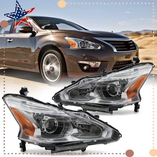 Front Fog Light Cover & Lamp Assembly Kit For 2013-2015 Nissan Altima Sedan – Chrome Housing, Clear Lens