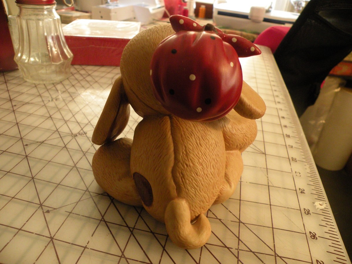 Rare Ceramic Gund Dogfeat Brown Dog Figurine Vintage 1983