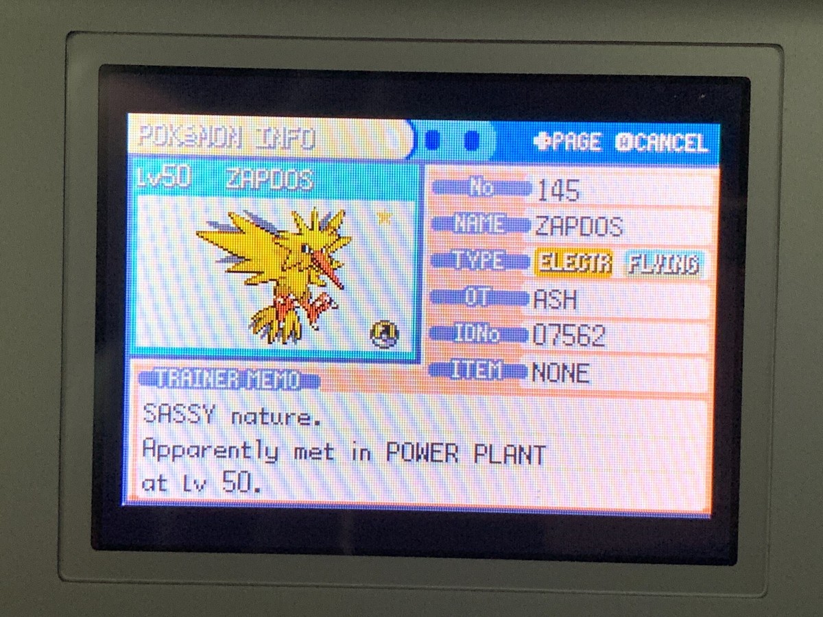 Shiny Zapdos (Power Plant Event) Pokemon Fire Red/Leaf Green GBA - Main Image