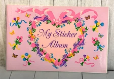 Vintage 1980s SandyLion Sticker Album Heart Flowers Bows Butterfly 5.50" x 8.50"