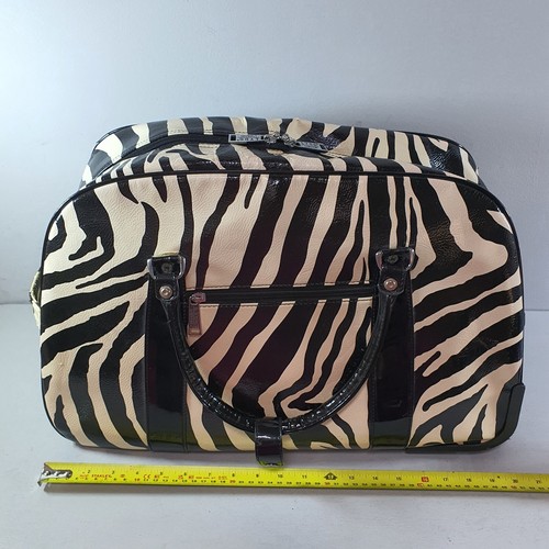LYDC Zebra Print Weekender Trolley Bag Pull Along Hold All Overnight Travel - Picture 22 of 24