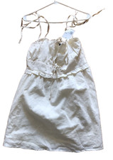 Forever 21 Women's Tie - Front Sweetheart Mini Dress Size Large Lined Cream NEW