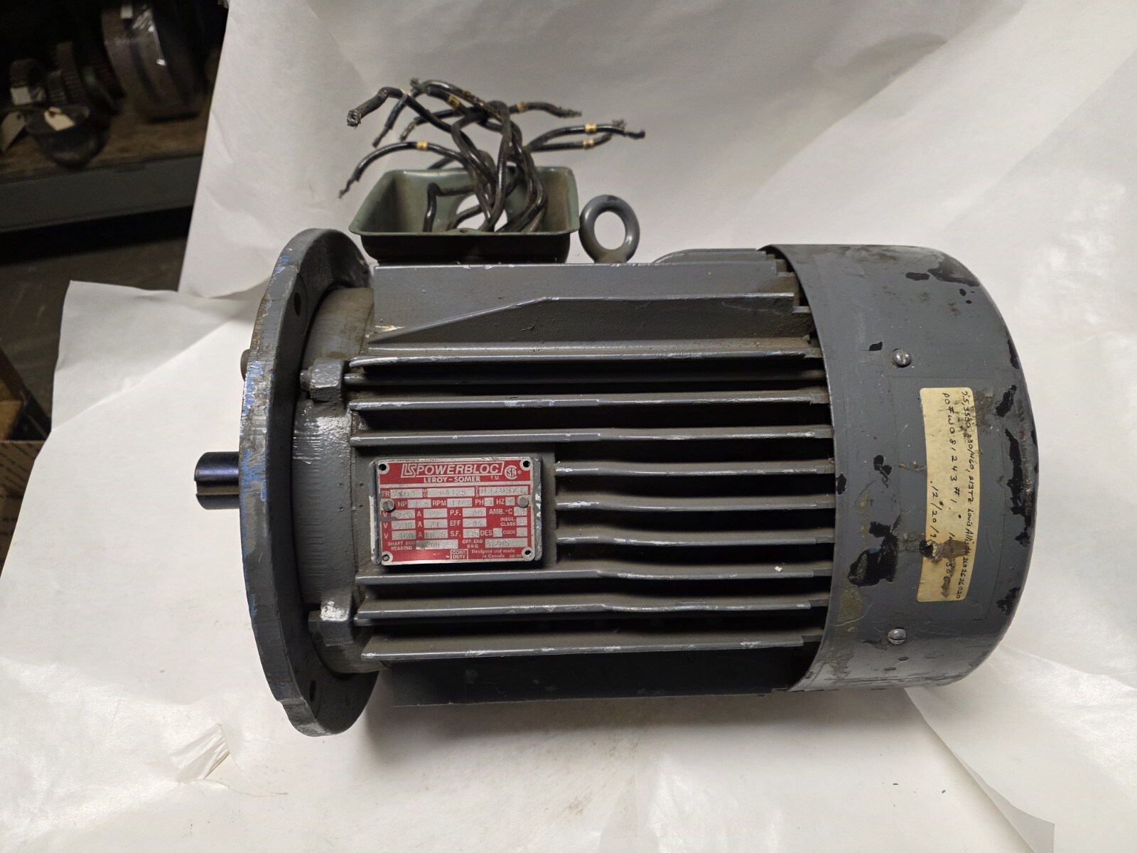 Leroy-Somer 7-1/2 HP 3 PH Electric Motor 213TC Frame 1740 RPM Model ...