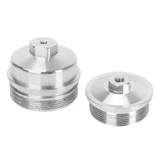 Aluminum Oil & Fuel Filter Caps For 03-07 Ford F250-F550 6.0L Powerstroke Diesel
