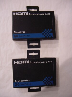 CABLE MATTERS HDMI EXTENDER OVER CAT6 RECEIVER & TRANSMITTER - NO POWER CORDS