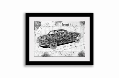 Line Tech Zeichnung Triumph Hirsch Cutaway Kunst Poster Druck