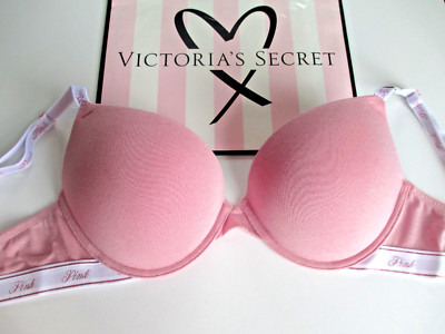 VICTORIA'S SECRET PINK Super Push-Up Bra VS Petal Pink Shine 34D 36B 36C NWT