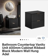 BLACK wall hung Vanity Unit 600mm